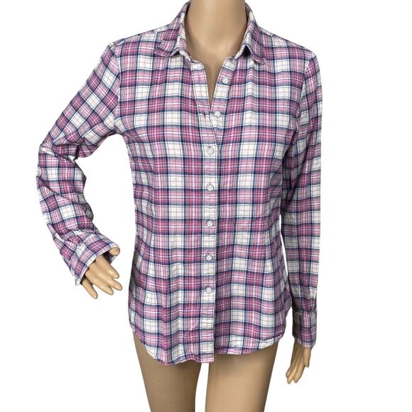 Brooks Brothers Blue Pink White Plaid Flannel Button Down Shirt SZ 2 - Picture 1 of 8